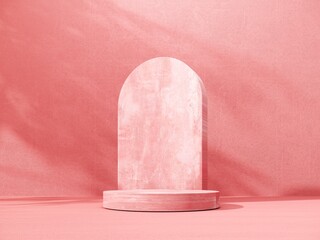 Staircase with steps - podium, stand, showcase on pastel background with shadow for premium product -3D render. Studio with geometric objects for advertising and presentations cosmetics products.