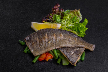 Pieces of roasted dorado