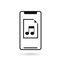 Mobile phone flat design with audio file sign.