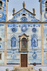 Obraz premium facade covered with azulejos of the church Santa Marinha in Cortegaca, Ovar district, Portugal