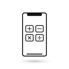 Mobile phone flat design with calculator buttons icon.