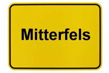 Illustration eines Ortsschildes von Mitterfels in Bayern