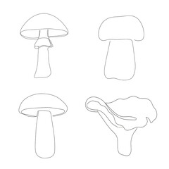 Mushroom icon drawn in one line. Vector illustration
