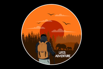 Life Adventure Retro Vintage Design Landscape