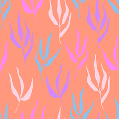 Seamless  dark beige pattern with bouquets drawn in a flat style for gift wrapping