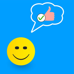 Like symbol in a speech bubble.happy face icon.
voting and evaluation idea concept.