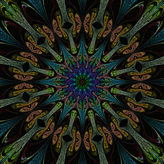3d effect - abstract polygonal floral fractal graphic 