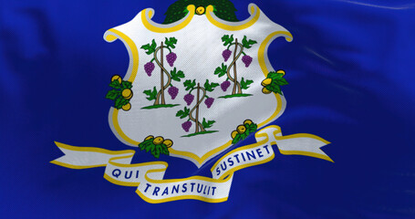 Fabric background with the flag of Connecticut waving