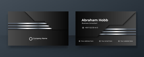Modern black and blue business card design template