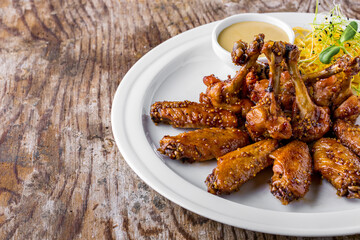 Fried chicken wings and legs
