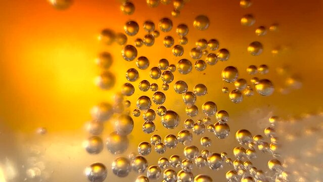 Close up of bubbles of a drink. Carbonated. Soft drink. 