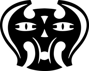 Tribal Mask - Mask Shapes Symbol, Mask Silhouette Stencil