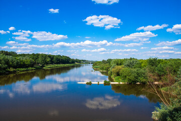 Fototapeta na wymiar Central Europe river on a sunny summer day. Summer.