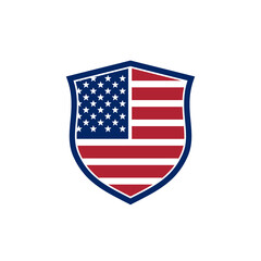 Patriotic shield with flag of USA icon isolated on white background
