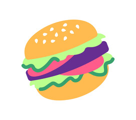 Hamburger sticker icon. Vector illustration