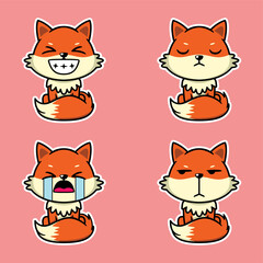 vector illustration of cute fox emoji