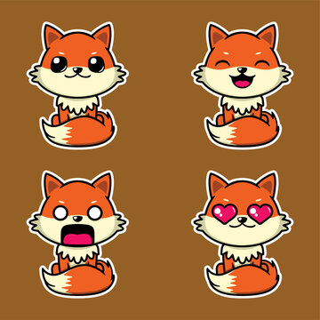 Vector Illustration Of Cute Fox Emoji