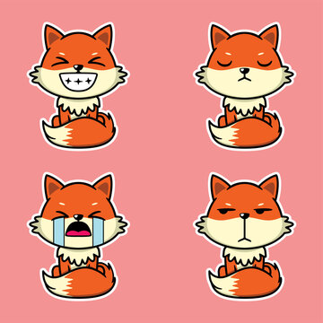 Vector Illustration Of Cute Fox Emoji