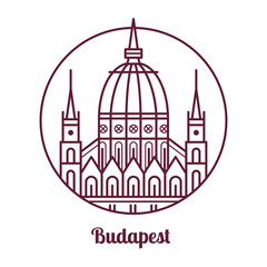 Travel Budapest Icon with Parliament Building