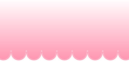ピンクのファンシーなカーテンの背景イラスト　16：9