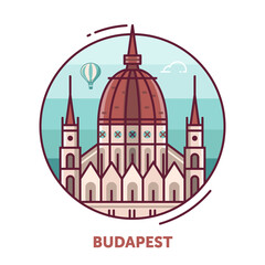 Obraz premium Travel Budapest Icon with Parliament Building