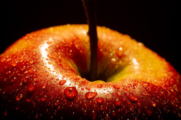 Drops of moisture on an appetizing apple