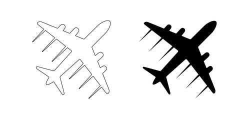 Airplane set vector design. Flight plane outline illustration. Travel, transport concept illustration to use in tourism, summer holiday, business travel, holiday planning design projects.
