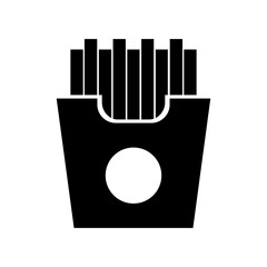 French fries icon, full black. Vector illustration, suitable for content design, website, poster, banner, menu, or video editing needs