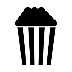 Popcorn icon, full black. Vector illustration, suitable for content design, website, poster, banner, menu, or video editing needs