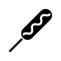 Corn dog icon, full black. Vector illustration, suitable for content design, website, poster, banner, menu, or video editing needs