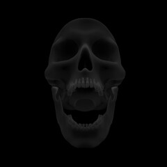 Screaming Skull or open mouth Skull isolated on black background. 3d render Xray shade style