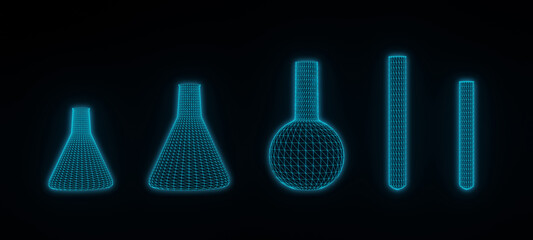 hologram abstract banner laboratory glassware lab scientific research concept