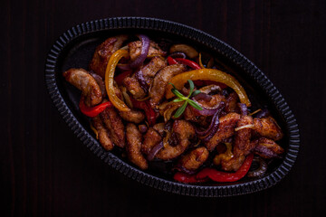 Fried pieces of pork