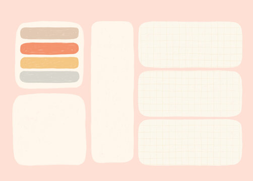 Trendy minimalist planner in pastel colors. For menu, to-do list. Template in textured hand-drawn style in pastel colors.