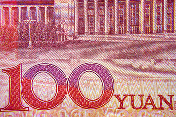 chiński banknot, 100 juanów chińskich , Renminbi , Chinese banknote, 100 Chinese yuan, Renminbi - obrazy, fototapety, plakaty