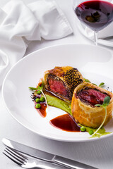Fried beef meat with bread crust