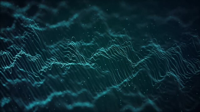 Abstract Digital Flowing Lines Technology Background Loop/ 4k animation of an abstract wallpaper background of digital fractal particle lines with depth of field and ambient occlusion flowing and wavi