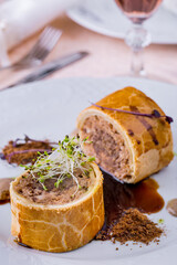 Fried minced meat in a bread crust