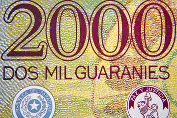 2000 guarani paragwajskich ,banknot w przybliżeniu ,2000 Paraguayan Guarani, approximate banknote - obrazy, fototapety, plakaty
