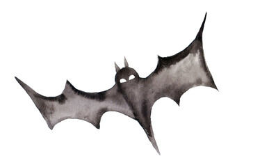 Trendy minimalistic concrete background for the Halloween holiday. Boo word. Black watercolor bat.