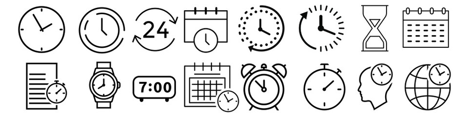Time vector icon set. Clock illustration symbol collection. calendar sign.