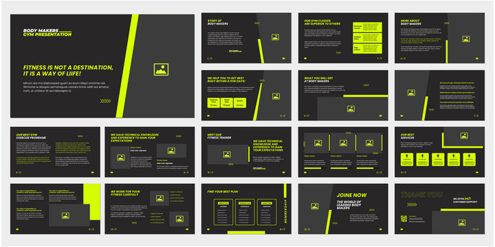 Fitness Gym Presentation Template Body Maker Fitness Presentation Design
