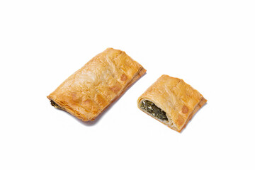 Puff pastry with egg, spinach and parsley