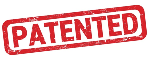 PATENTED text written on red rectangle stamp.