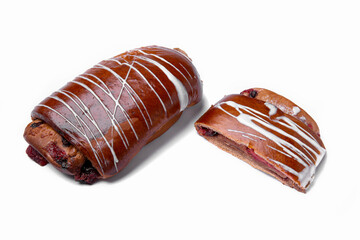 Bun in white glaze with jam