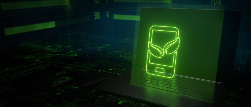 Mobile eco friendly environment green energy 3D Illustration
