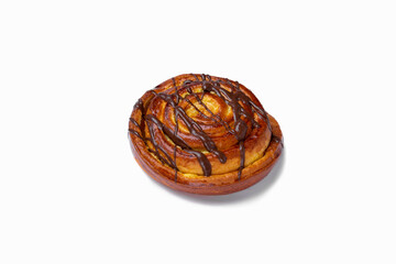 Sweet bun with chocolate icing