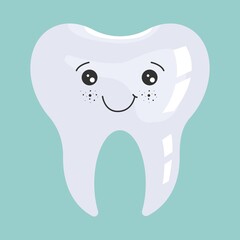 Happy Healthy Tooth. Cartoon characters in flat design. Dental Infographic elements concept vector illustration in flat design.