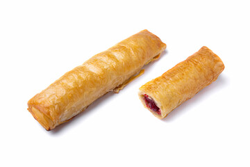 Puff tube with cherry jam