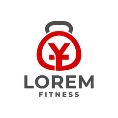 Fototapeta na wymiar gym logo with letter Y T. for fitness center logo or any business related to gym, fitness and sport.